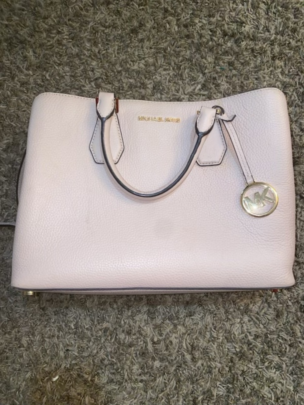 Michael Kors Blush Pebble Leather Satchel with Gold Accent